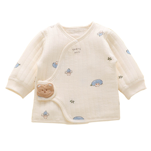 新生婴儿衣服a类纯棉0到3个月6小月龄宝宝夹棉幼儿保暖和尚服上衣