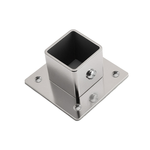 不锈钢加厚护栏衣杆方形固定座货架固定器抗锈方管法兰座连接件