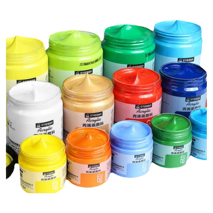 青竹丙烯颜料套装美术生专用儿童无毒墙绘防水防晒不掉色白色石膏娃娃幼儿园金色无甲醛肌理画石头球鞋涂鸦