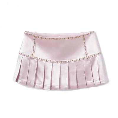 半裙低腰铆钉百褶半裙