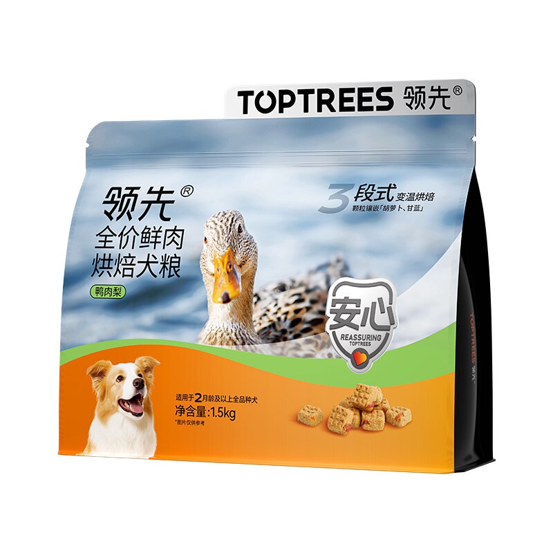 领先狗粮全价鸭肉梨低温烘焙鲜肉成幼犬粮泰迪比熊大中型改善泪痕