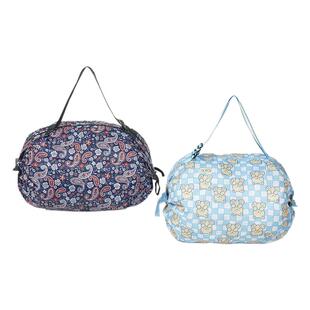 便携可折叠购物袋褶皱包轻便单双肩大容量超市环保收纳拉链手提袋