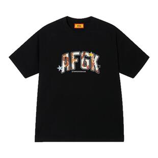 AFGK25SS奶牛纹理贴布短袖T恤男女夏季美式休闲情侣纯棉半袖tee