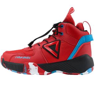 匹克童鞋儿童篮球鞋男童冬季防滑减震红色运动鞋学生迷彩跑步鞋子