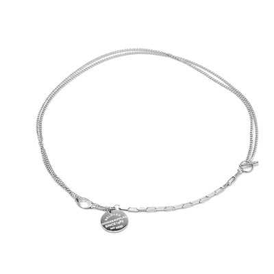 RECYCLE银色圆牌T扣项链