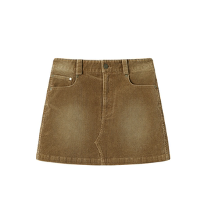 REREK复古灯芯绒水洗做旧感直筒半身短裙女25秋冬新款