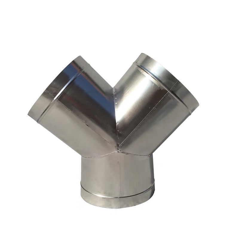 镀锌白铁皮风管三通接头螺旋YT通风镀锌型三通不锈钢型管配件