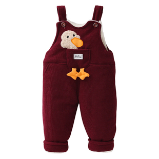 宝宝背带裤婴儿裤子冬季棉裤加绒一岁两岁男宝女宝外穿秋冬外出服