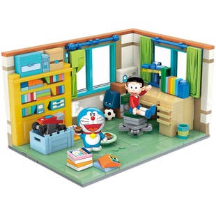 小颗粒积木keeppley哆啦a梦机器猫大雄的房间时光机益智拼装玩具