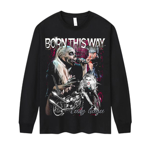 Ladagaga小丑born this way神采chromatica长短袖t恤嘻哈纯棉直喷