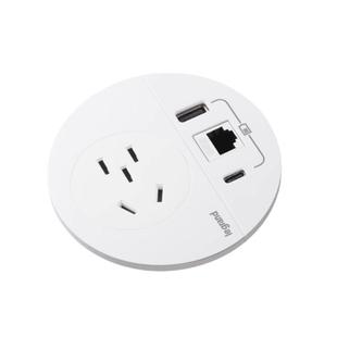 罗格朗桌面圆孔插座办公千兆网口嵌入式带usb五孔桌洞多功能插座