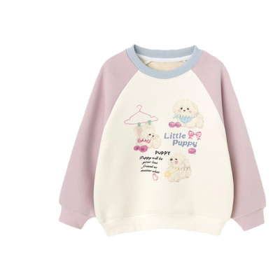 女童秋冬新款加绒可爱插肩袖卫衣