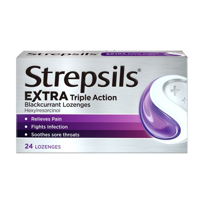 【直播专享】Strepsils使立消特效黑加仑润喉糖咽喉肿痛进口含片