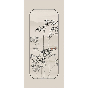 衣柜门翻新贴纸新中式竹子贴画装饰柜子移门遮丑改造自粘壁纸加厚