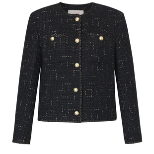 CADIDL卡迪黛尔商场同款秋季优雅气质圆领修身香风格子短外套女