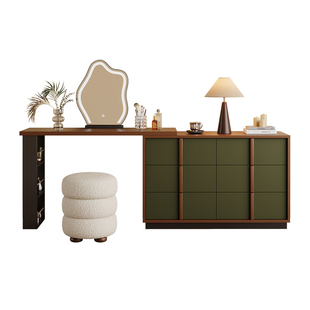 中古风梳妆台卧室储物实木生态板斗柜一体化妆桌小户型2026年新款