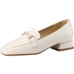 红蜻蜓单鞋女2026春夏新款真皮女鞋子时尚百搭配裙子乐福鞋妈妈鞋