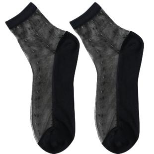 夏季男士冰丝棉底中筒丝袜男超薄透气水晶袜商务透气玻璃丝短袜