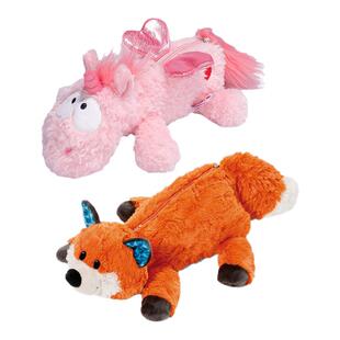 德国NICI笔袋狐狸毛绒雪兔独角兽动物笔袋化妆包可爱毛绒玩具礼物