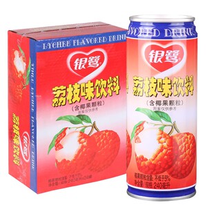 银鹭荔枝爽荔枝味果味饮料240ml*24罐整箱含椰果粒
