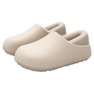 防水棉拖鞋女外穿厚底2026新款冬季加绒保暖防滑全包跟情侣懒人鞋
