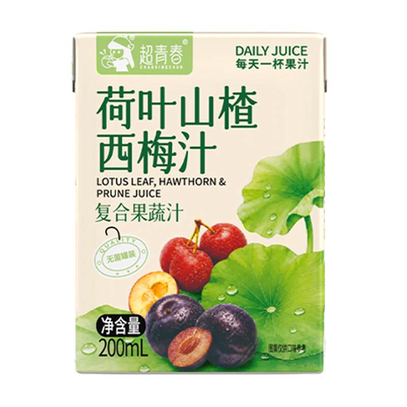 超青春荷叶山楂西梅汁200ml*12盒