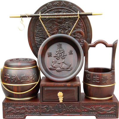 红木三件套结婚庆嫁妆子孙宝桶