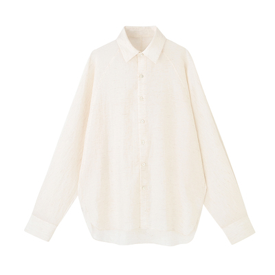 亚麻混纺防晒连肩蝙蝠长袖衬衣