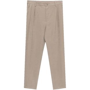 EHE男装浅咖色高级感宽松简约梭织长裤休闲裤男直筒简约春夏新款