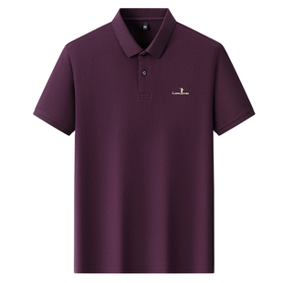 新款爸爸纯棉短袖t恤中年男士红色POLO衫中老年人生日婚宴装上衣