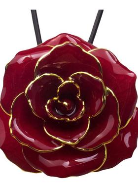 鲜花玫瑰红色项链饰品吊坠