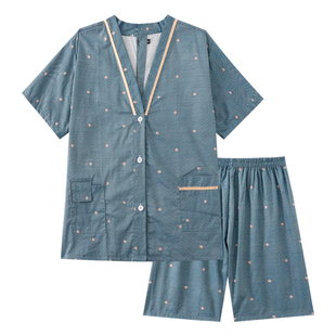 汗蒸服男女款胸部双层全棉情侣装纯棉高档按摩桑拿浴服中袖中裤