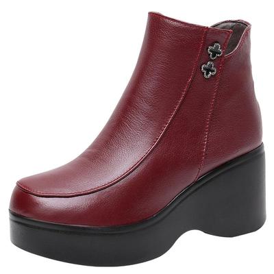 秋冬季厚底短靴棉鞋民族风女靴