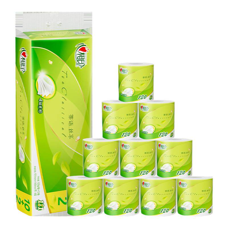 心相印茶语卷纸卫生纸巾家用家庭装擦手纸有芯卷筒纸心相印厕纸