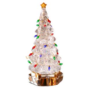 三八节音乐盒装饰品圣诞树夜灯摆件飘雪八音盒儿童礼物新年氛围灯