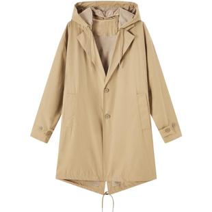 流石男装经典中长款连帽风衣2026年秋季新款时尚百搭中性风外套男