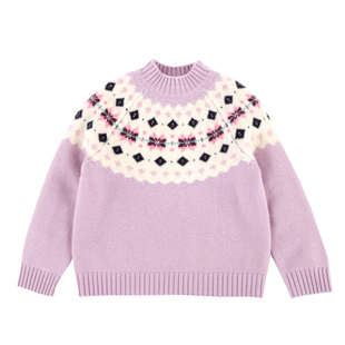 儿童柔软100%纯羊毛衫女童毛衣宝宝针织打底衫中大女孩费尔岛加厚