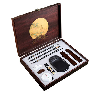 文房四宝套装笔墨纸砚全套毛笔专业级镇纸端砚笔架成人书法练习专用初学者小学生软笔收纳礼盒礼物一整套