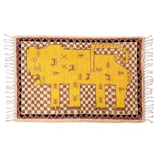 视觉味道 阿富汗进口手工羊毛地毯波斯风格老虎狮子动物图案地垫