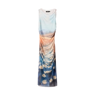 Desigual26【明星同款】春夏新品雏菊花圃印花圆领无袖女式连衣裙