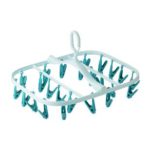 茶花多功能折叠多夹子晾袜子晒晾衣架24只旋转挂钩防风颜色随机