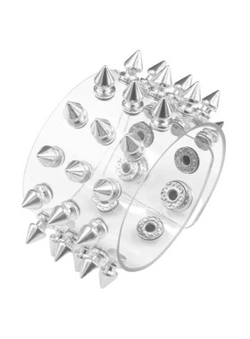 个性化银色尖刺双层塑料朋克手链