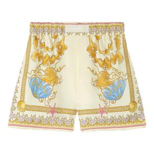 【季末优惠】VERSACE/范思哲 女士Underwater Barocco真丝短裤