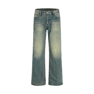 江南先生NewJNXS复古水洗直筒微喇牛仔裤男女休闲百搭显瘦裤子