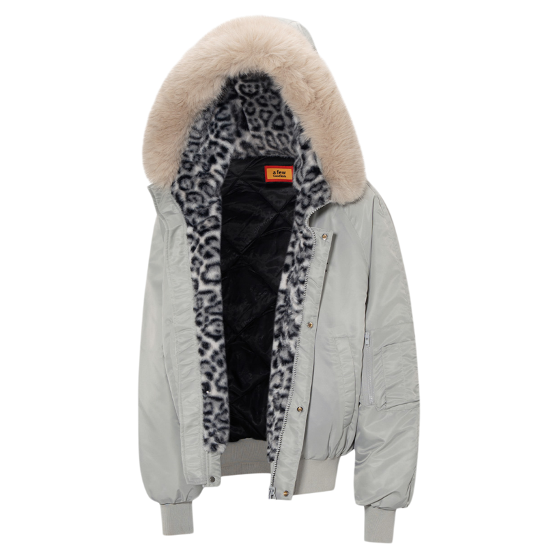 AFGK25FW豹纹貂毛连帽棉服