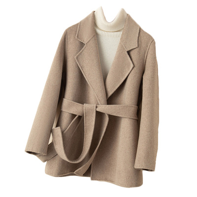 双面羊绒大衣短款修身2024秋冬