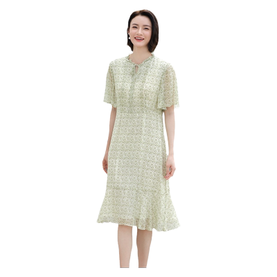佐尔美夏季新款 气质优雅碎花桑蚕丝连衣裙女E32LS105