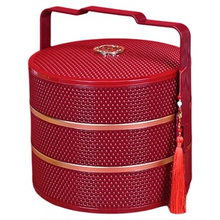 新娘陪嫁礼盒手提结婚糕点糖盒包装盒新人回礼面条饺子食盒大提篮