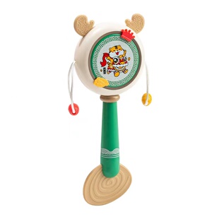 婴儿0-1岁宝宝拨浪鼓可啃咬新生6个月小孩早教中国风摇铃安抚玩具