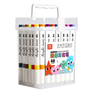 真彩丙烯马克笔桶装小学生专用幼儿园不透色可叠色美术专用丙烯画笔彩笔儿童48色24色速干水彩笔绘画笔可水洗